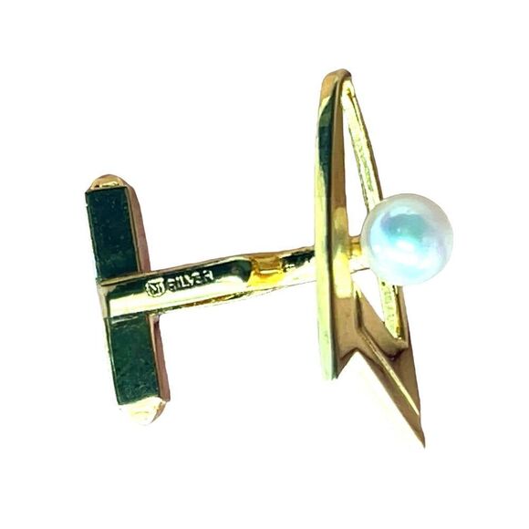 Mikimoto Estate Akoya Pearl Cufflinks Overlay 14k Gold 6 mm M419 - Picture 10 of 11